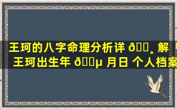 王珂的八字命理分析详 🌸 解「王珂出生年 🐵 月日 个人档案」